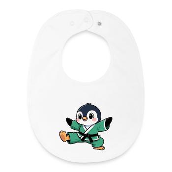 Mignon Pingouin Karaté Bande dessinée Arts Martiaux Enfants - Bavoir bébé bio - blanc - Devant