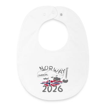 Norway 2026 Herring with Mountains and Moose Fishing - Baby Organic Bib - white - Front