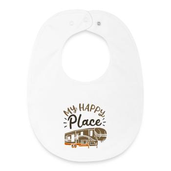 My Happy Place RV Camper Grunge Design - Baby Organic Bib - white - Front