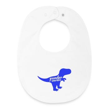 Grandpasaurus T-Rex Silhouette Dinosaure Papa - Bavoir bébé bio - blanc - Devant