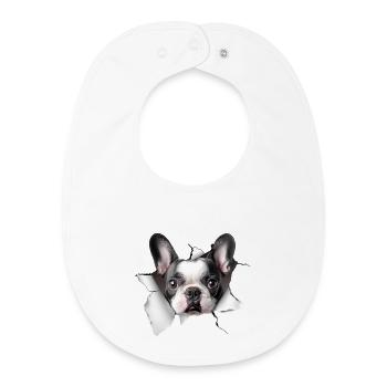 Französische Bulldogge - Baby Organic Lätzchen - Weiß - Vorne