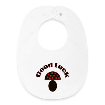 Good Luck Mushroom Minimal Icon Design - Baby Organic Bib - white - Front