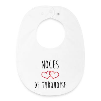 Noces de Turquoise 18 ans de mariage - Bavoir bébé bio - blanc - Devant