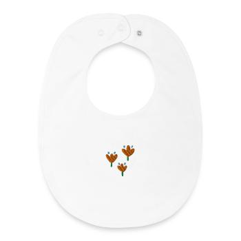 Tulipes brodées - Bavoir bébé bio - blanc - Devant
