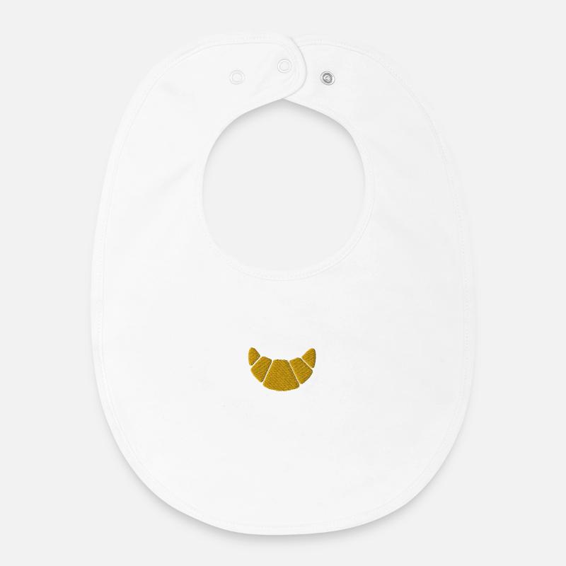 Croissant embroidered - Baby Organic Bib - white