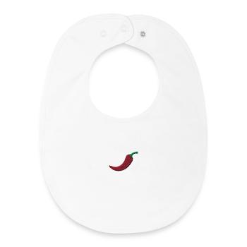 Embroidered chili - Baby Organic Bib - white - Front