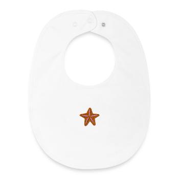 Starfish embroidered - Baby Organic Bib - white - Front