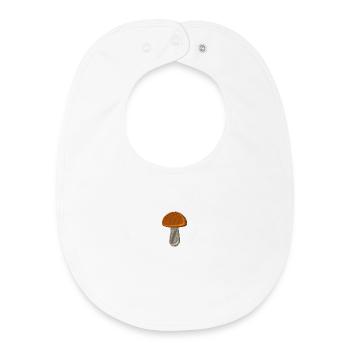 Mushroom embroidered - Baby Organic Bib - white - Front