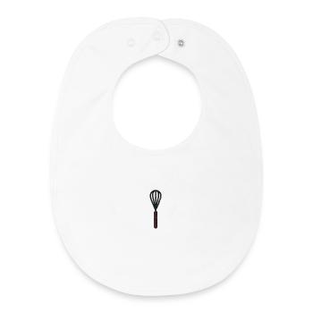 Embroidered whisk - Baby Organic Bib - white - Front