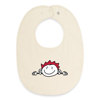 verstecken wand mauer gesicht kopf kind gemalt kri - Baby Organic Lätzchen - Natur - Vorne