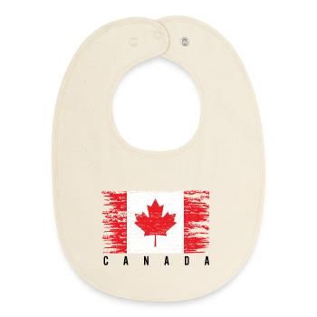 Grunge Canadian Flag - Baby Organic Bib - soft Ecru - Front