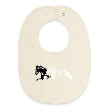 Chevaux étalon - jument - poulain - Bavoir bébé bio - écru doux - Devant