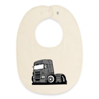 LKW Laster Fahrzeug Berufskraftfahrer - Baby Organic Lätzchen - Natur - Vorne