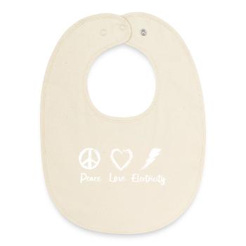 Paix Amour Électricité - Bavoir bébé bio - écru doux - Devant