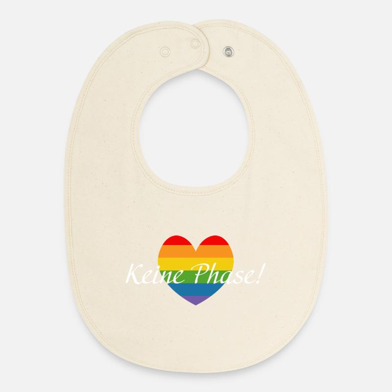 Regenbogenherzchen LGBTQ Keine Phase - Baby Organic Lätzchen - Natur