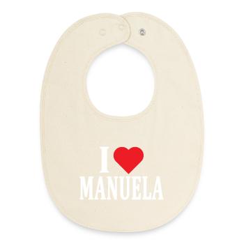 name t-shirt I love Manuela t-shirt gift idea - Baby Organic Bib - soft Ecru - Front