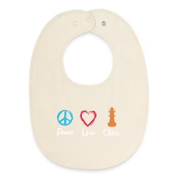 Paix Amour Échecs - Bavoir bébé bio - écru doux - Devant