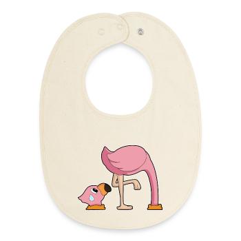 Flamingo Hole in the Ground - Baby Organic Bib - soft Ecru - Front