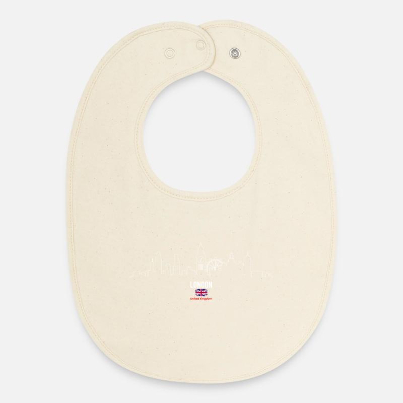 Art au trait d’horizon de Londres - Bavoir bébé bio - écru doux