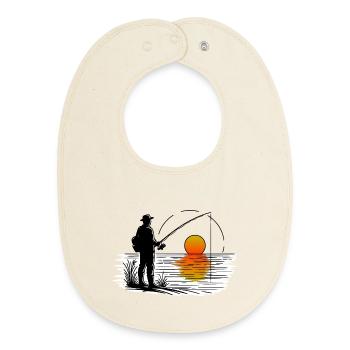 Pêcheur 3 - Bavoir bébé bio - écru doux - Devant