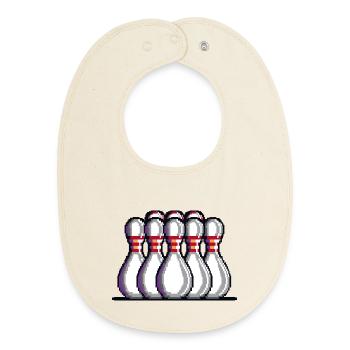 Pixel Bowling Pins - Baby Organic Lätzchen - Natur - Vorne