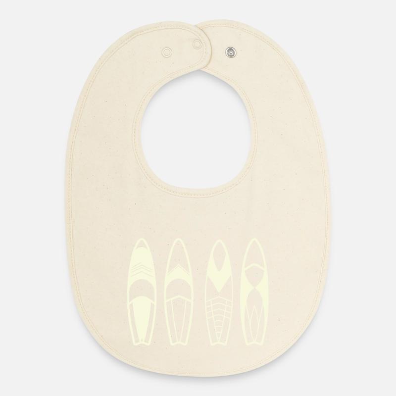 Planches de Surf Abstraites Minimalistes - Bavoir bébé bio - écru doux