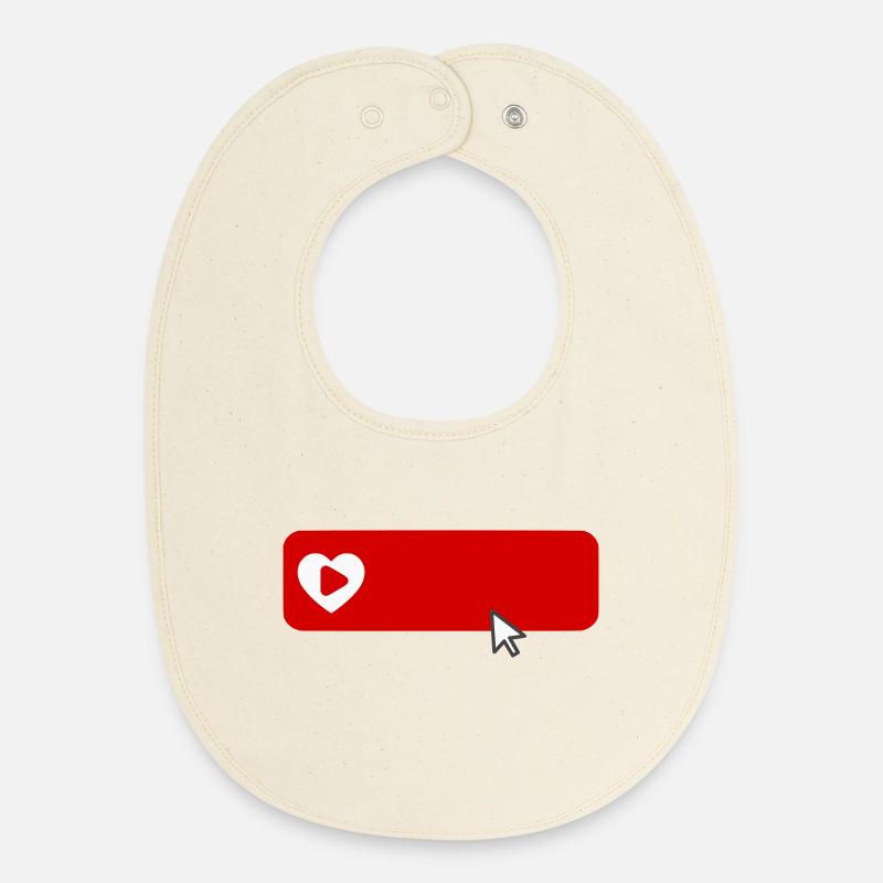 Cool YouTube Inspired Subscribe Flat Icon - Baby Organic Bib - soft Ecru