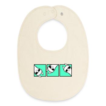 Lama Cool Looking Sunglasses Trio Friends Team - Baby Organic Bib - soft Ecru - Front