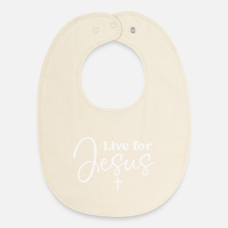 Live for Jesus Script Typografie - Baby Organic Lätzchen - Natur
