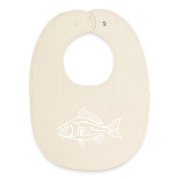 Fish Angler T-shirt Gift Angler - Baby Organic Bib - soft Ecru - Front
