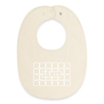 Man's name Janis - Baby Organic Bib - soft Ecru - Front