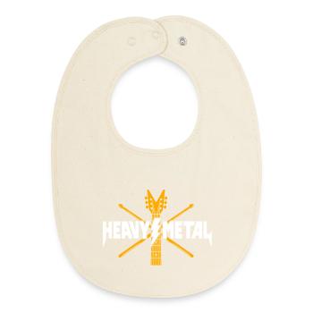 Heavy Metal Guitar Logo - Baby Organic Bib - soft Ecru - Front