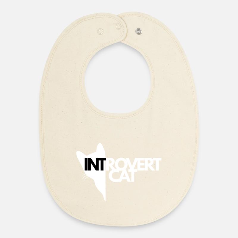 Chat Introverti Silhouette Contrastée - Bavoir bébé bio - écru doux