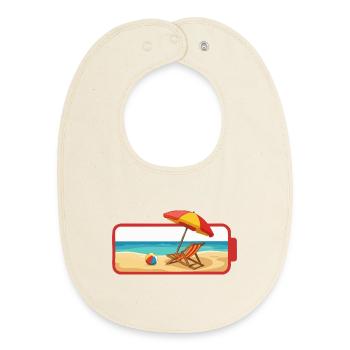 Summer Beach Umbrella Chair - Baby Organic Bib - soft Ecru - Front