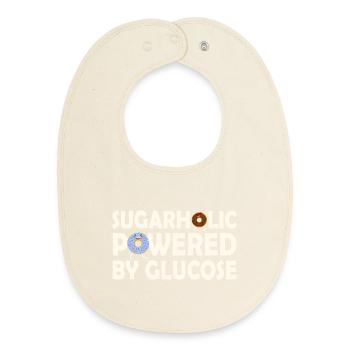Sugarholic Powered by Glucose - Baby Organic Bib - soft Ecru - Front