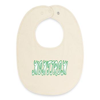 Montirom text - Baby Organic Bib - soft Ecru - Front