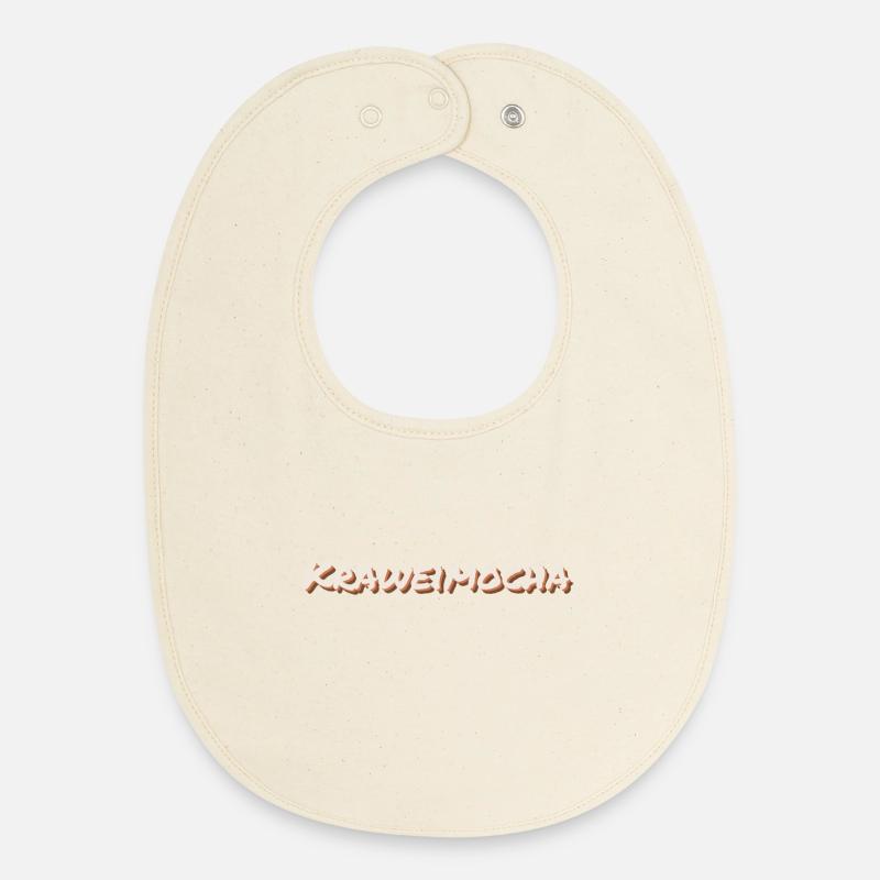 Kraweimocha - noisemaker, funny dialect - Baby Organic Bib - soft Ecru