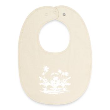 Airplane Drawing - Baby Organic Bib - soft Ecru - Front