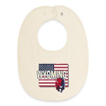 Wyoming Vereinigte Staaten Retro Landkarte USA - Baby Organic Lätzchen - Natur - Vorne