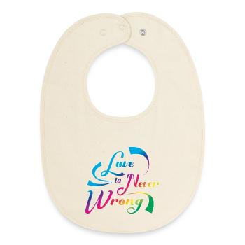 Love Is Never Wrong LGBTQ Pride Quote Design - Baby Organic Lätzchen - Natur - Vorne