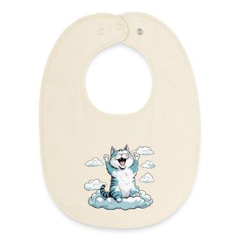 Cat waking up, cat humor! - Baby Organic Bib - soft Ecru - Front