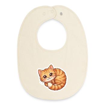 Écharpe douillette orange pour chat - Bavoir bébé bio - écru doux - Devant