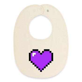 Pixel Heart 8-Bit Health - Baby Organic Bib - soft Ecru - Front