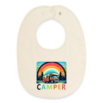 Retro Camper Van Natur Rückzugsort - Baby Organic Lätzchen - Natur - Vorne