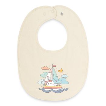 Style de bande dessinée sur la voile - Bavoir bébé bio - écru doux - Devant