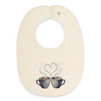 Coffee date Valentinstag bestickter Look (gedruckt) - Baby Organic Lätzchen - Natur - Vorne