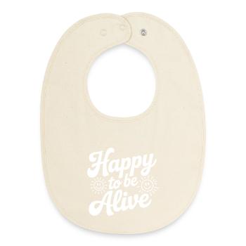 Heureux d’être en vie - Bavoir bébé bio - écru doux - Devant