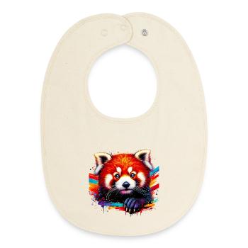 Red panda - Baby Organic Bib - soft Ecru - Front