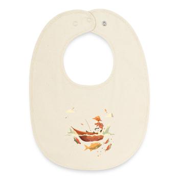 Fishing Cartoon Look - Baby Organic Bib - soft Ecru - Front