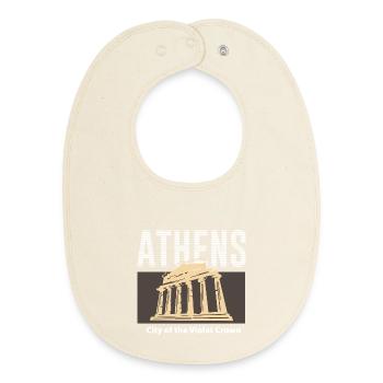 Athens City of the Violet Crown - Baby Organic Bib - soft Ecru - Front